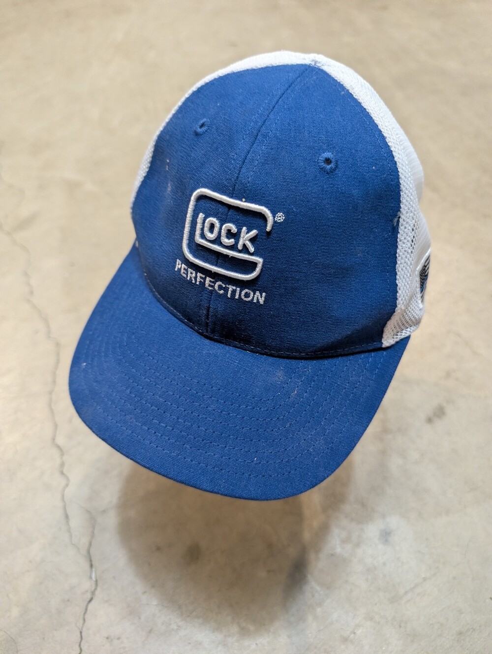 Glock Trucker Hat Blue White Snap Back Flaws